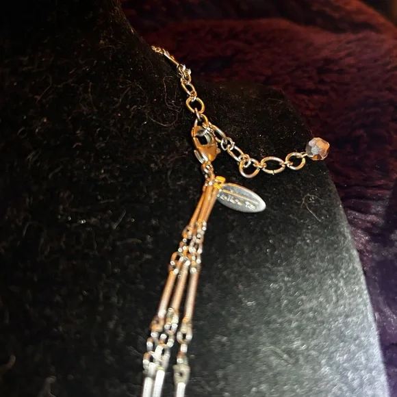 Blingy Talbots Silver Layered Necklace w/Clear Accents, Vintage! - Picture 4 of 5
